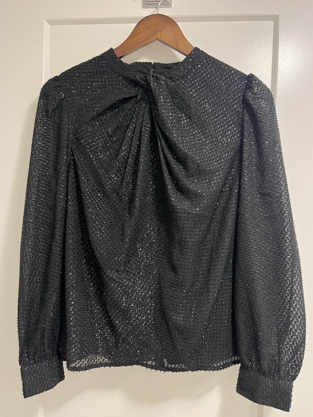 Ann Taylor - Black Textured Long-Sleeve Women's Top